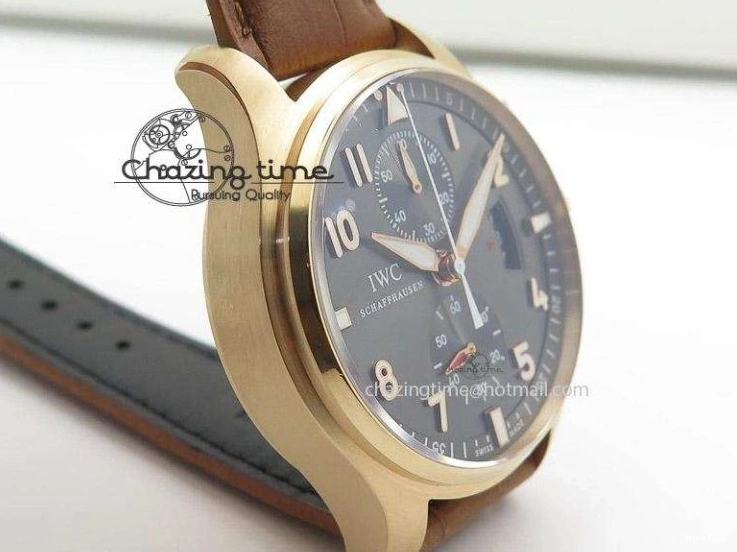 MIROTIME 0131 Youthful Pilot Chrono RG 3878 Gray Dial on Light Brown Leather Strap A 7394